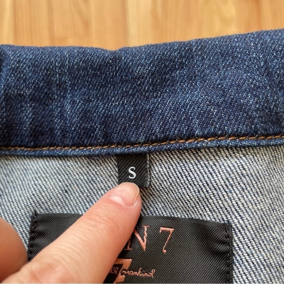 7 for all Mankind 7FAM Jen7 Blue Stretch Denim Jean Jacket EUC Size Small - Picture 8 of 11